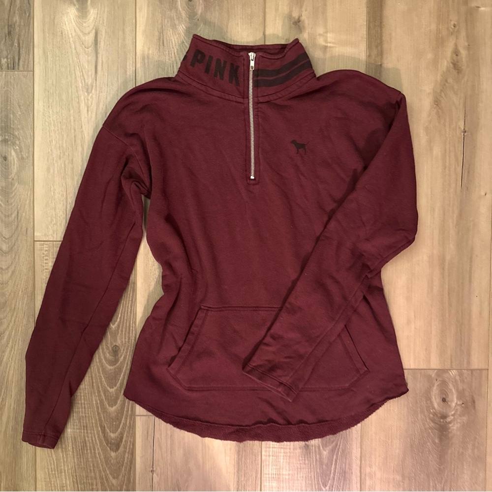 Victoria's Secret PINK Burgundy Quarter-Zip Sweatshirt